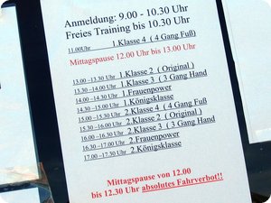 Der Ablaufplan des Quickly-Rennens 2011