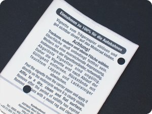 Befestigungshinweise auf der Rückseite der Vignette