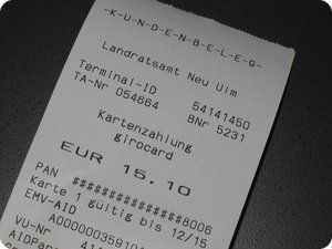 Quittung: 15,10 Euro für die neuen Papiere