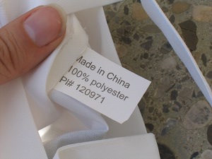 100% chinesisches Polyester, keine Baumwolle