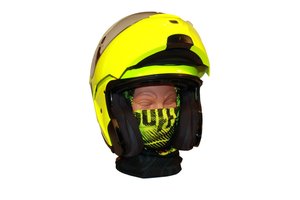 Neongelber Motorradhelm (Klapphelm von HJC)