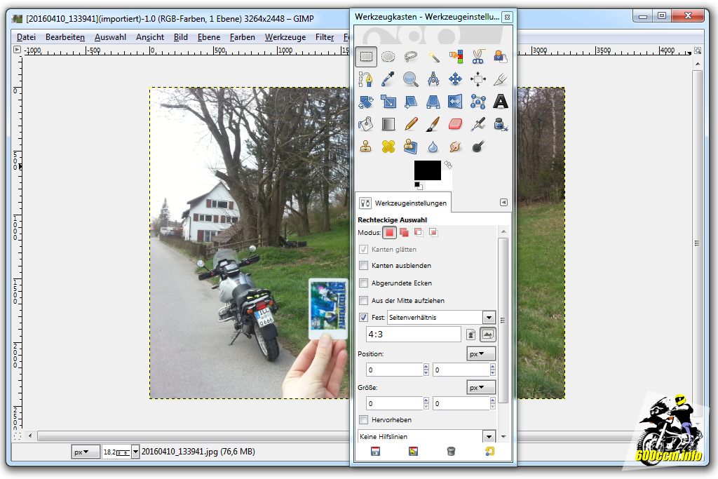 Auswahlwerkzeug (Rechteck, Verhältnis 4:3)