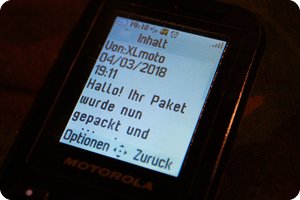 Erster Teil der Info-SMS