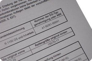 Detail der Reifenfreigabe von Mitas