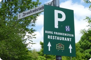 Die Burg Frankenstein hat auch ein Restaurant