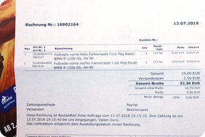 22,30 Euro inkl. Versand für die Fußrasten