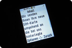 Bestätigung der Bestellung der Nano-SIM
