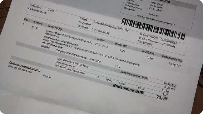 Selber bestellt, selber bezahlt: 79,99 Euro für die Rangierhilfe
