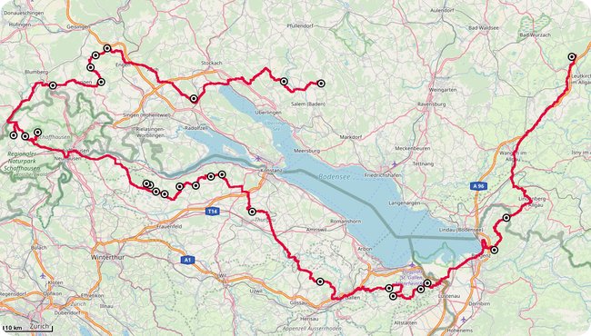 Die Tour um den See (mit den 28 Nachweispunkten)