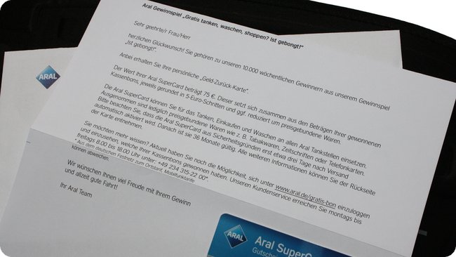 Der Inhalt: Das Schreiben zum Gewinn