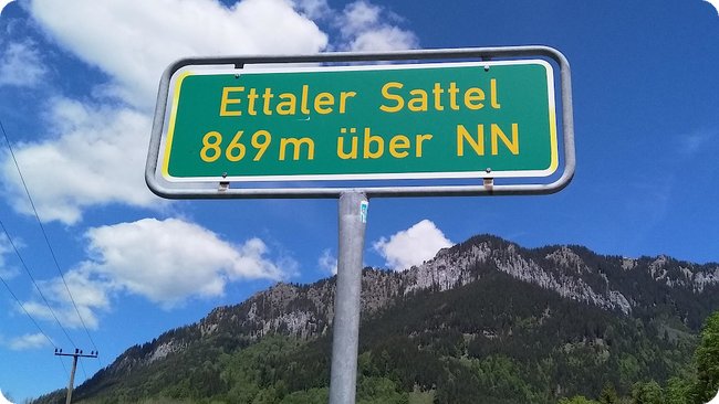 Passschild »Ettaler Sattel«