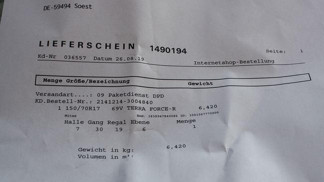 Der Lieferschein aus Soest