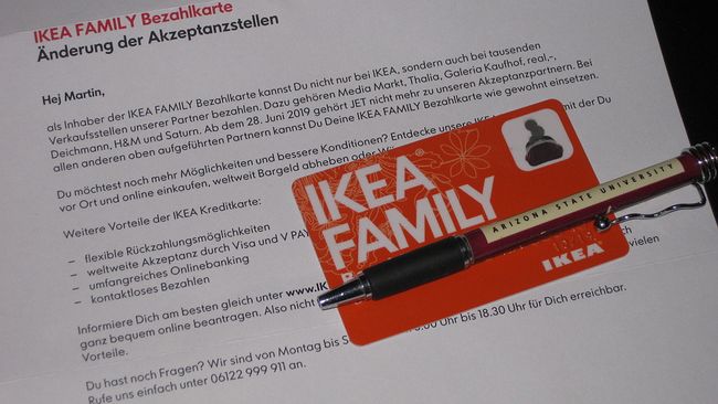 Juni 2019: Infoschreiben von IKEA/Ikano Bank