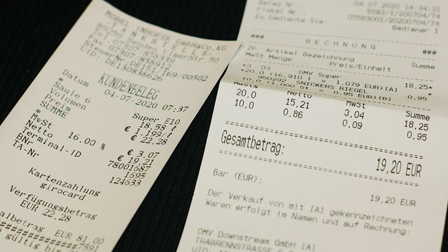 Mehrwertsteuervergleich mit den Tankstellenbelegen