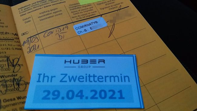 19. März 2021: ich erhalte die erste von zwei Impfungen mit »Comirnaty«