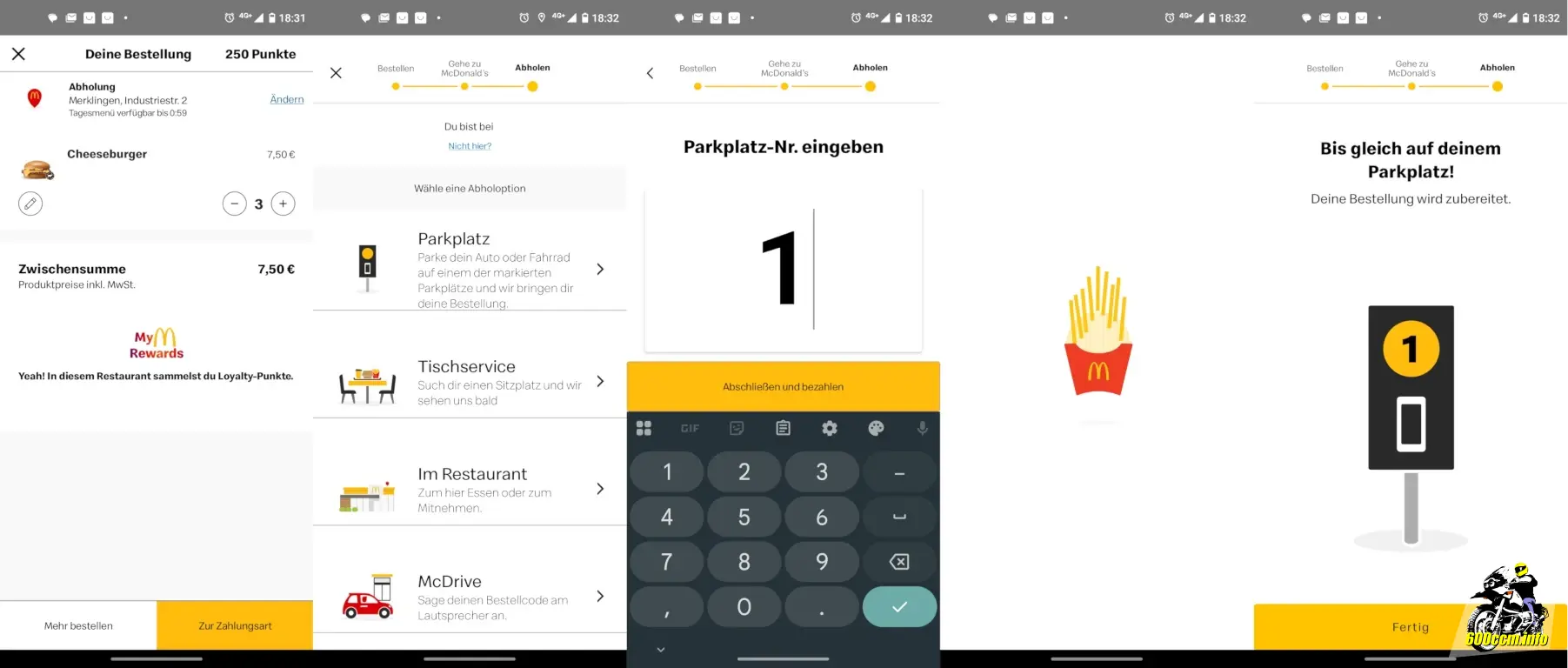 Bestellen in der App, bezahlen per PayPal und dann Lieferung ans Motorrad